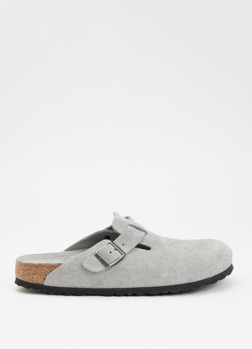Birkenstock Bosten muiltje van suède - voorkant 4 grijs