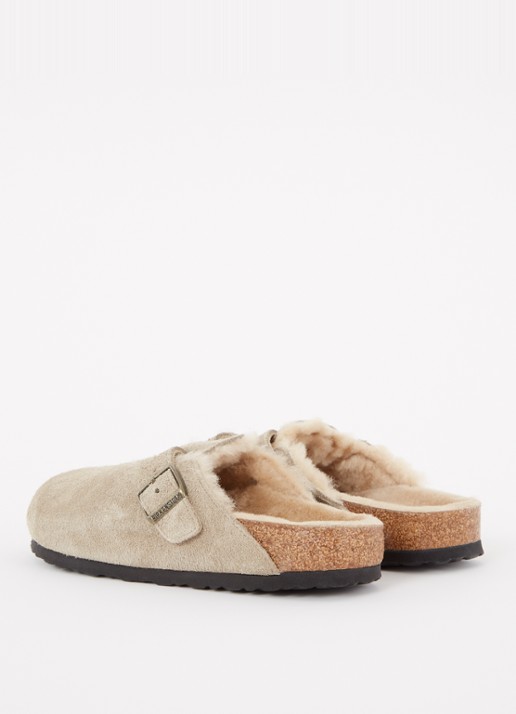 Birkenstock Boston clog van suède - achterkant 4 donkerbeige