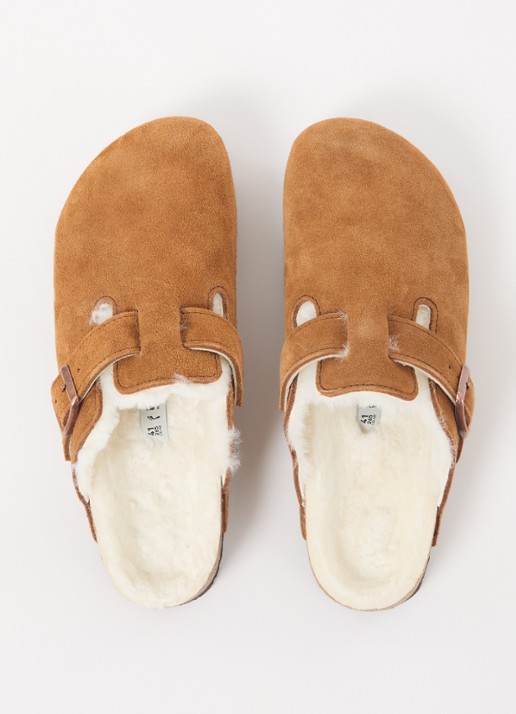 Birkenstock Boston clog van suède - detail 4 cognac