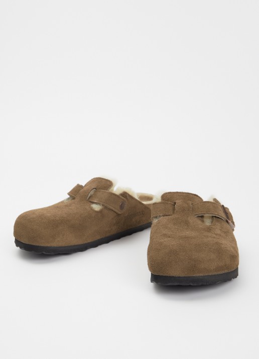 Birkenstock Boston clog van suède - detail 2 bruin