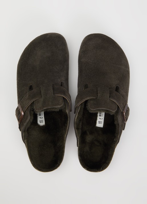Birkenstock Boston clog van suède - detail 2 hazelnootbruin