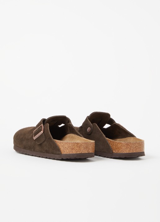 Birkenstock Boston muiltje van suède - achterkant 2 donkerbruin