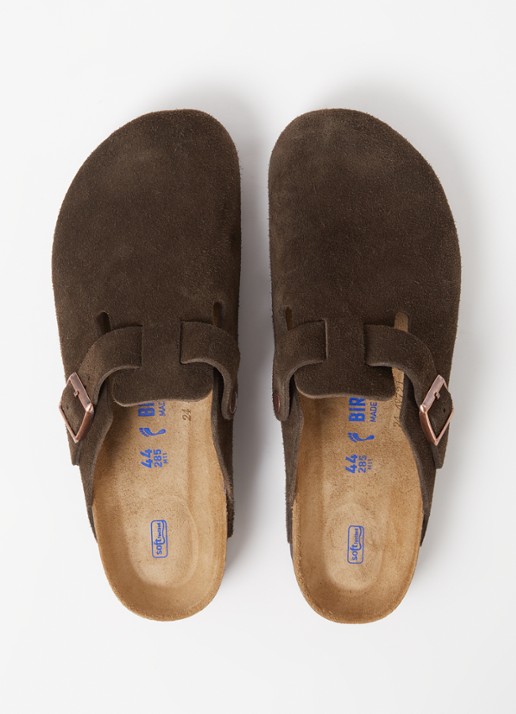 Birkenstock Boston muiltje van suède - detail 4 donkerbruin