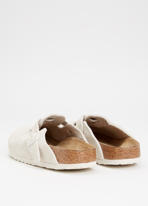 Birkenstock Boston muiltje van suède - achterkant wit