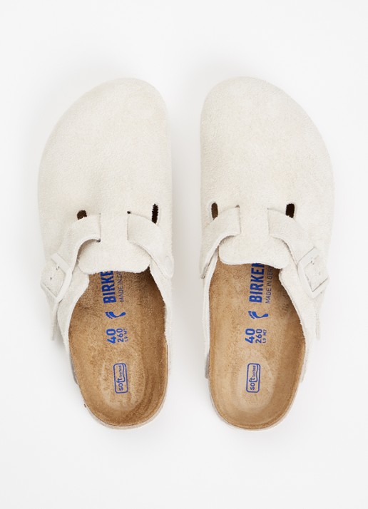 Birkenstock Boston muiltje van suède - detail 3 wit