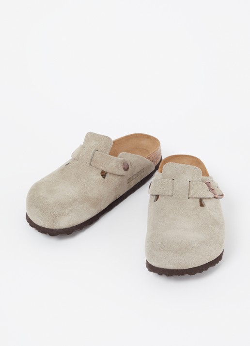 Birkenstock Boston muiltje van suède - detail 2 taupe