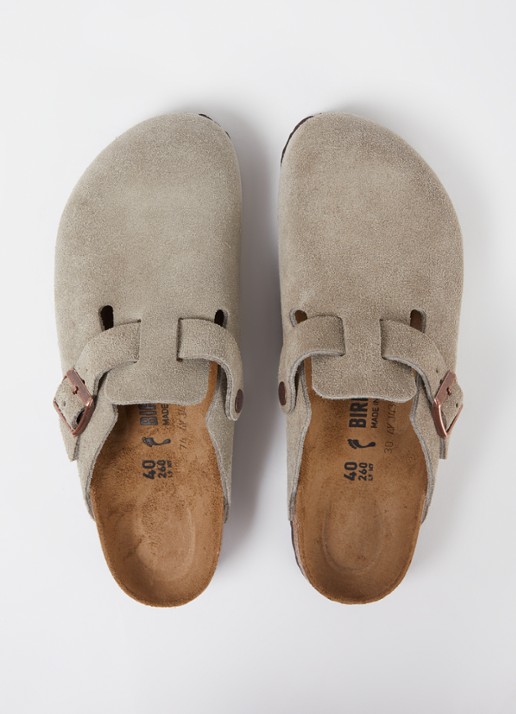 Birkenstock Boston muiltje van suède - detail 3 taupe