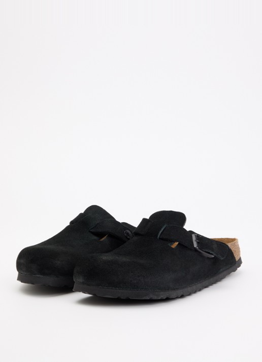 Birkenstock Boston muiltje van suède - detail 3 zwart