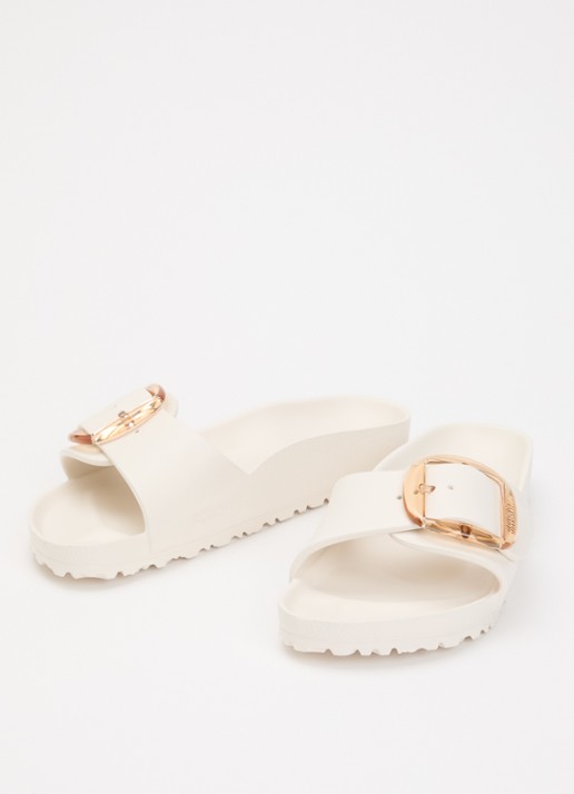 Birkenstock Madrid Big Buckle slipper met gespdetail - detail 2 gebroken wit