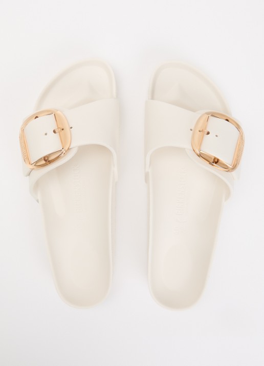 Birkenstock Madrid Big Buckle slipper met gespdetail - detail 3 gebroken wit