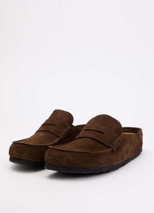 Birkenstock Naples muiltje van suède - detail 3 donkerbruin