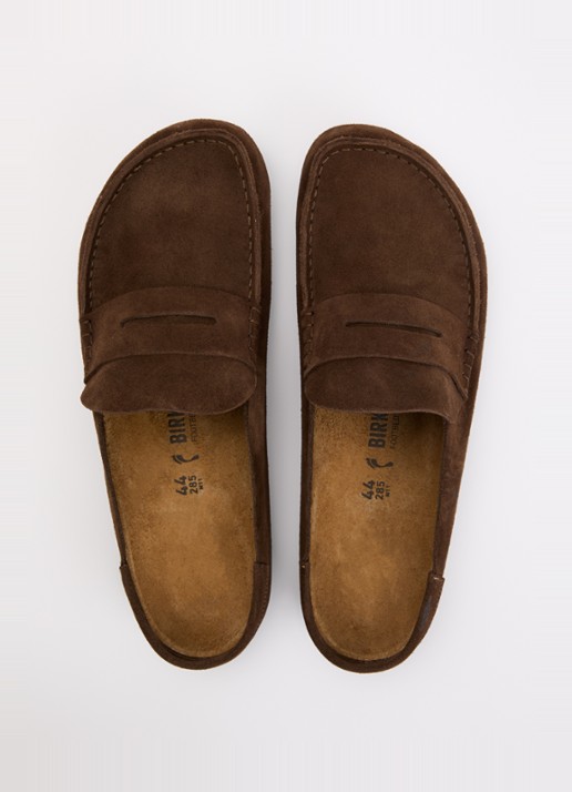 Birkenstock Naples muiltje van suède - detail 4 donkerbruin