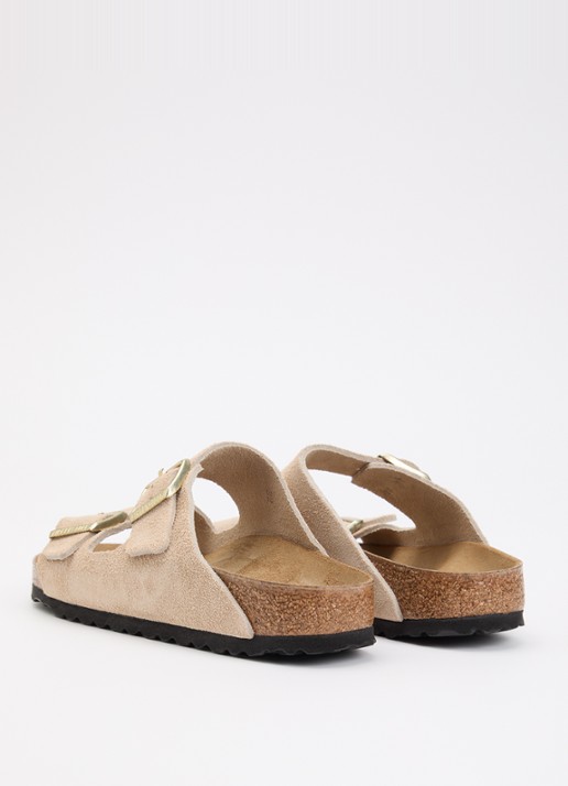 Birkenstock Narrow Fit Arizona slipper van suède - achterkant beige