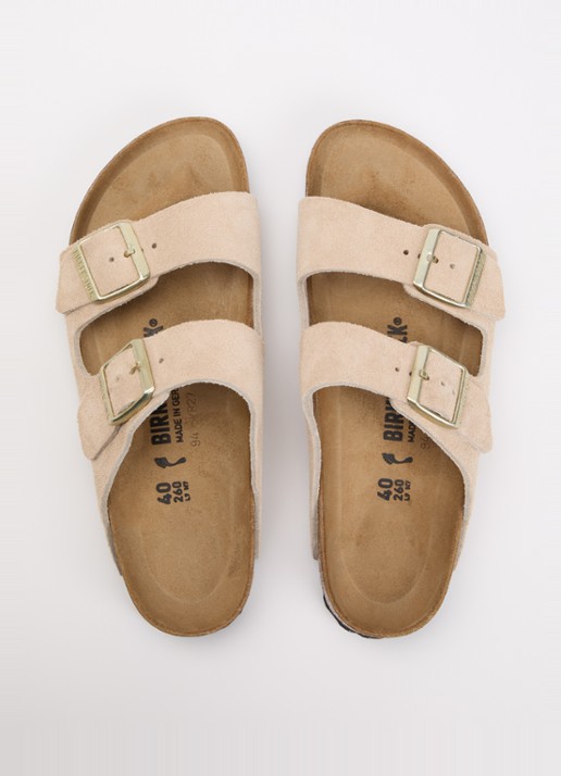 Birkenstock Narrow Fit Arizona slipper van suède - detail 3 beige