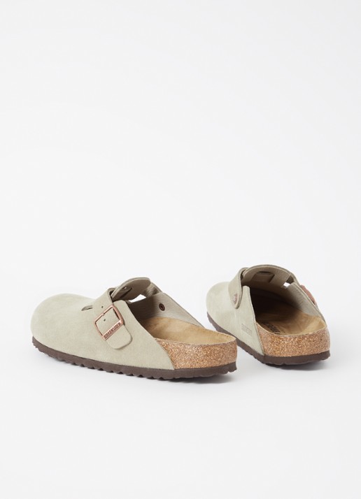 Birkenstock Narrow Fit Boston muiltje van suède - achterkant taupe