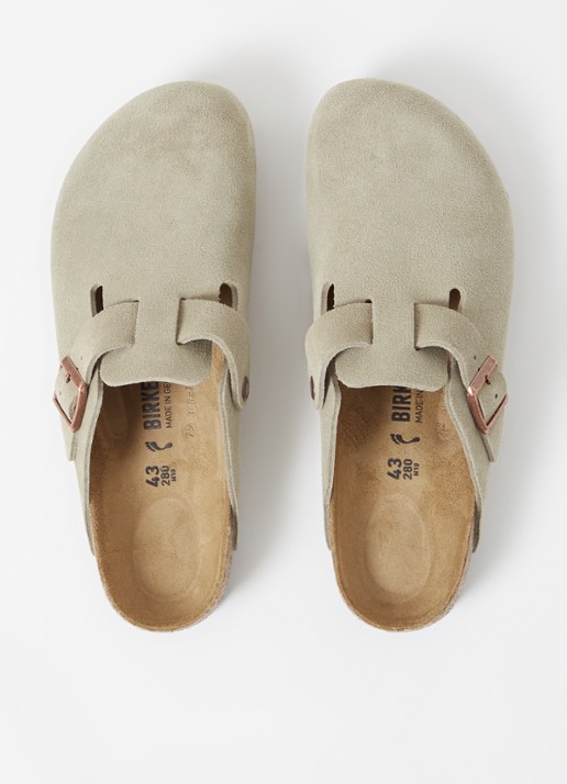 Birkenstock Narrow Fit Boston muiltje van suède - detail 3 taupe