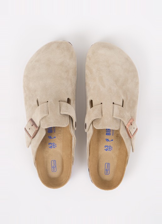 Birkenstock Narrow Fit Boston muiltje van suède - detail 3 taupe