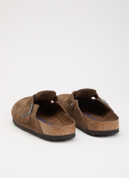Birkenstock Narrow Fit Boston muiltje van suéde  - achterkant 4 donkerbruin