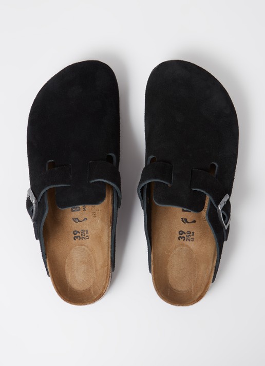 Birkenstock Narrow Fit Boston muiltje van suède - detail 4 zwart