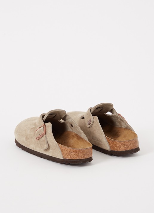Birkenstock Narrow Fit Boston muiltje van suède - achterkant 2 taupe