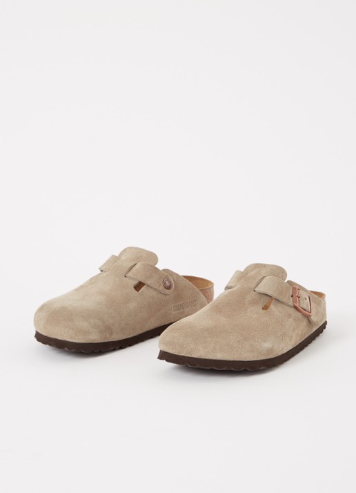 Birkenstock Narrow Fit Boston muiltje van suède - detail 3 taupe