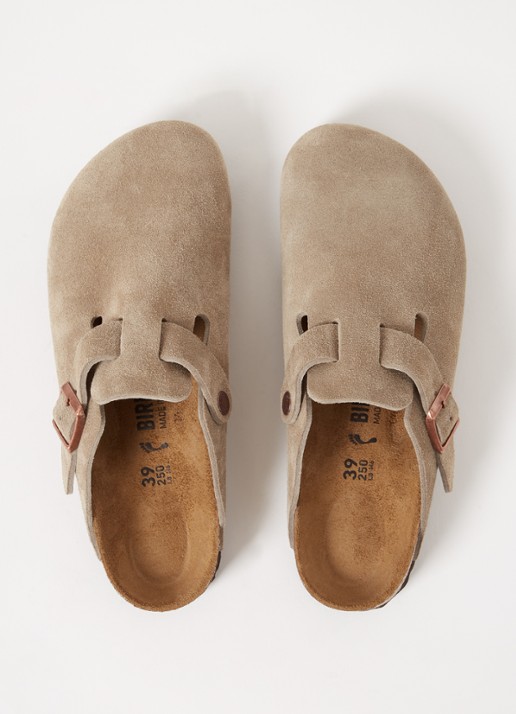 Birkenstock Narrow Fit Boston muiltje van suède - detail 4 taupe