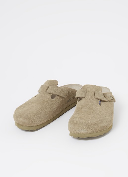 Birkenstock Narrow Fit Boston muiltje van suède - detail 3 lindegroen