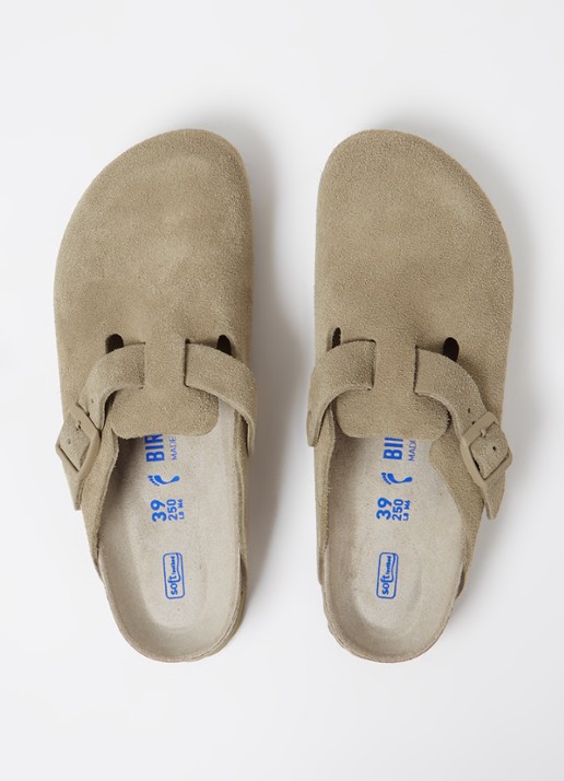Birkenstock Narrow Fit Boston muiltje van suède - detail 4 lindegroen