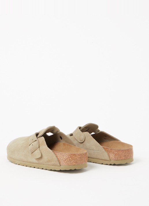 Birkenstock Narrow Fit Boston muiltje van suède - achterkant 4 khaki