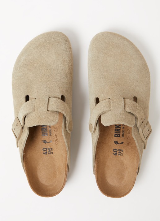 Birkenstock Narrow Fit Boston muiltje van suède - detail 2 khaki