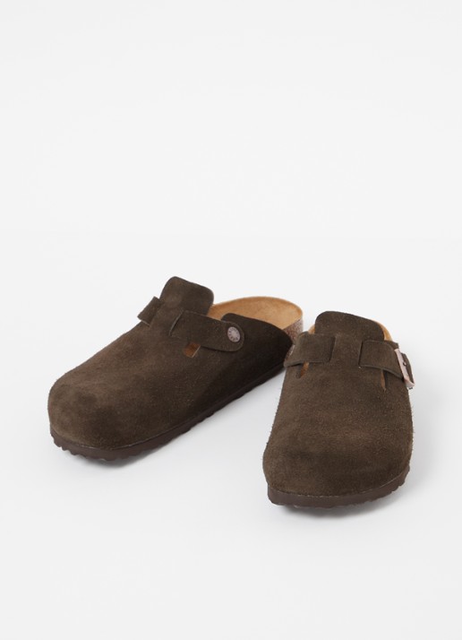 Birkenstock Narrow Fit Boston muiltje van suède - detail 3 bruin