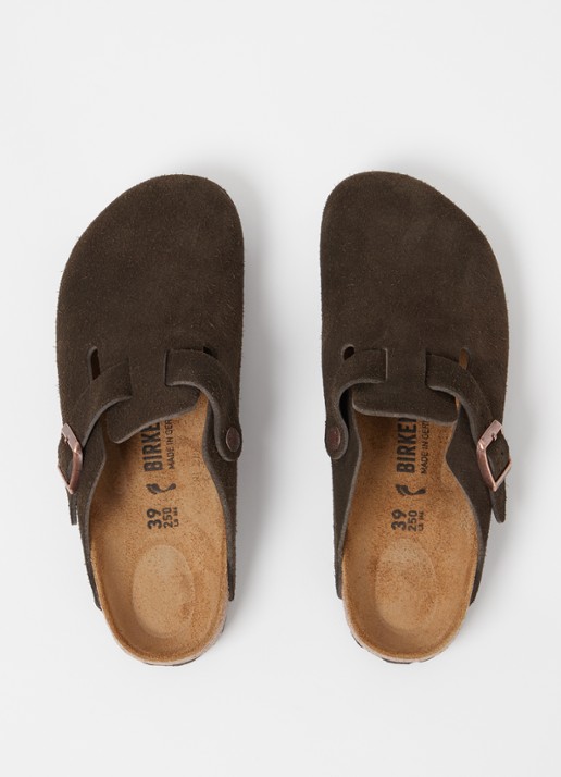 Birkenstock Narrow Fit Boston muiltje van suède - detail 4 bruin