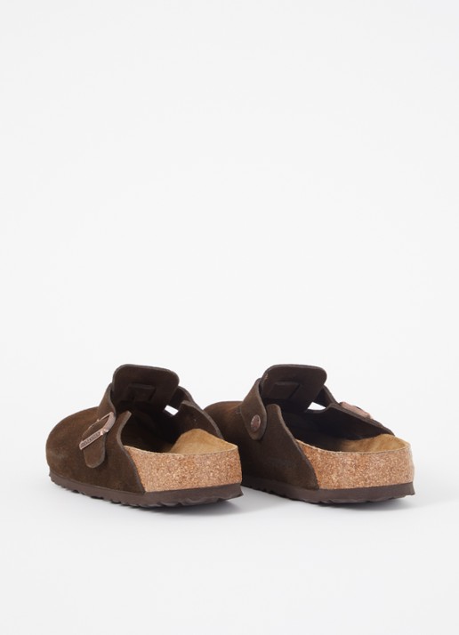 Birkenstock Narrow Fit Boston muiltje van suède - achterkant 5 hazelnootbruin