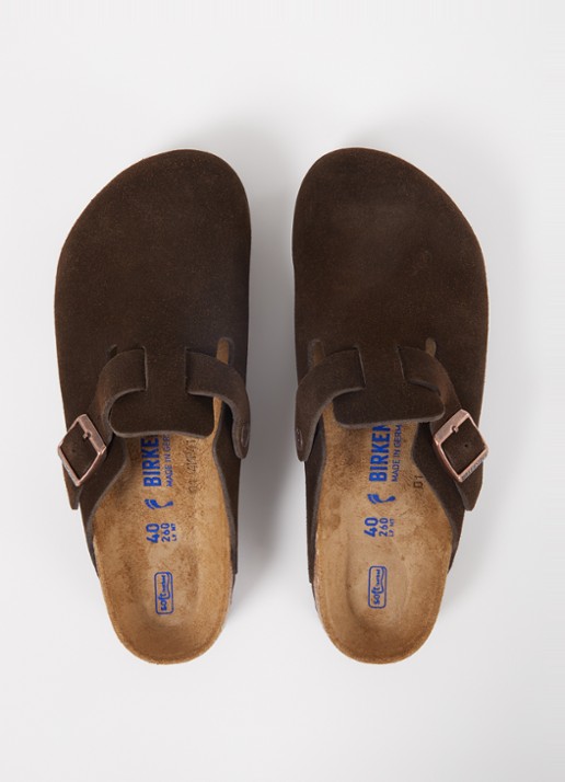 Birkenstock Narrow Fit Boston muiltje van suède - detail 3 hazelnootbruin
