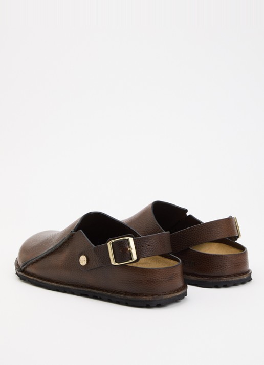 Birkenstock Narrow Fit Lutry Premium muiltje van leer - achterkant donkerbruin