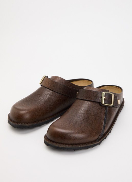 Birkenstock Narrow Fit Lutry Premium muiltje van leer - detail 2 donkerbruin