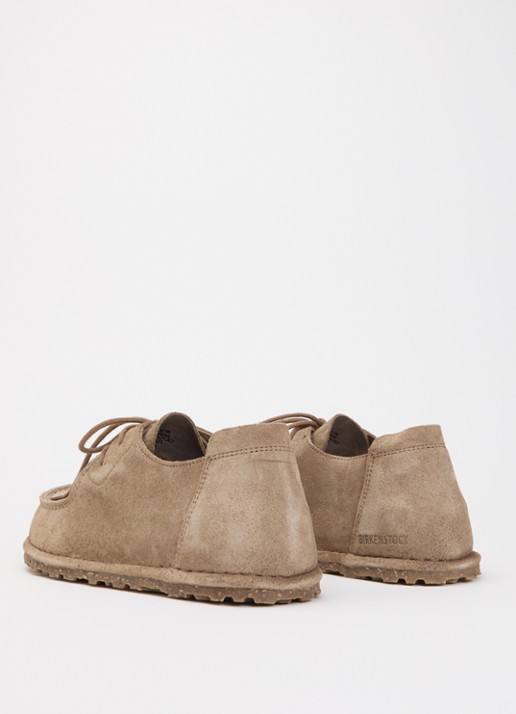 Birkenstock Utti Lace veterschoen van suède - achterkant taupe