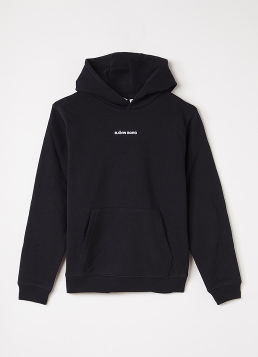 Björn Borg Borg Classic hoodie met logoborduring - voorkant 2 zwart