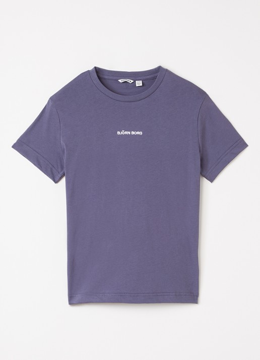 Björn Borg Borg Classic T-shirt met logoborduring - voorkant staalblauw