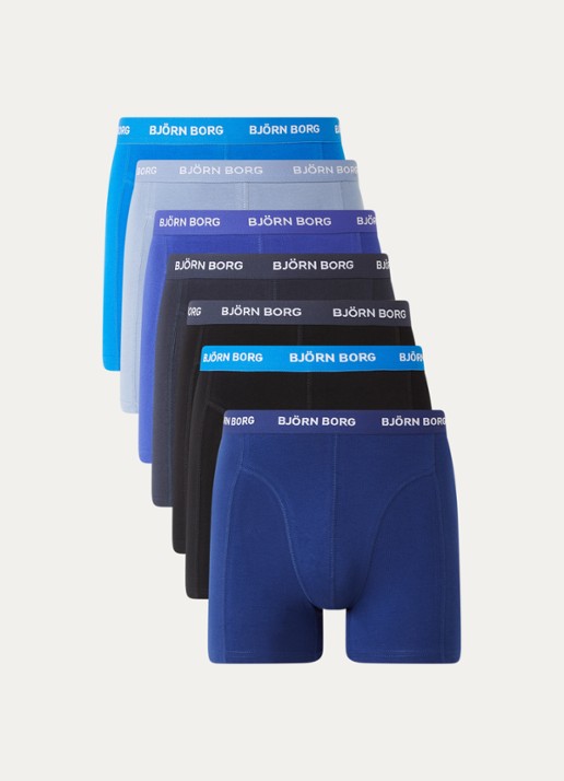 Björn Borg Boxershort met logoband in 7-pack - voorkant blauw