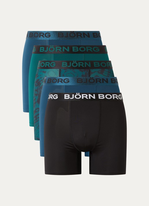 Björn Borg Boxershort met logoband van microfiber in 5-pack - voorkant grijs