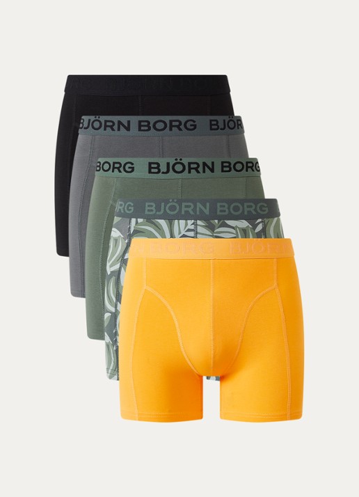 Björn Borg Boxershort van katoen in 5-pack - voorkant 3 legergroen
