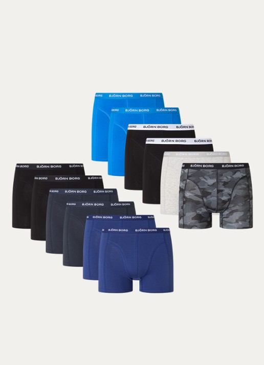 Björn Borg Boxershorts met logoband in 12-pack - voorkant 2 wit