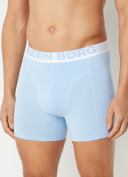 Björn Borg Boxershorts met logoband in 2-pack - voorkant 2 lichtblauw