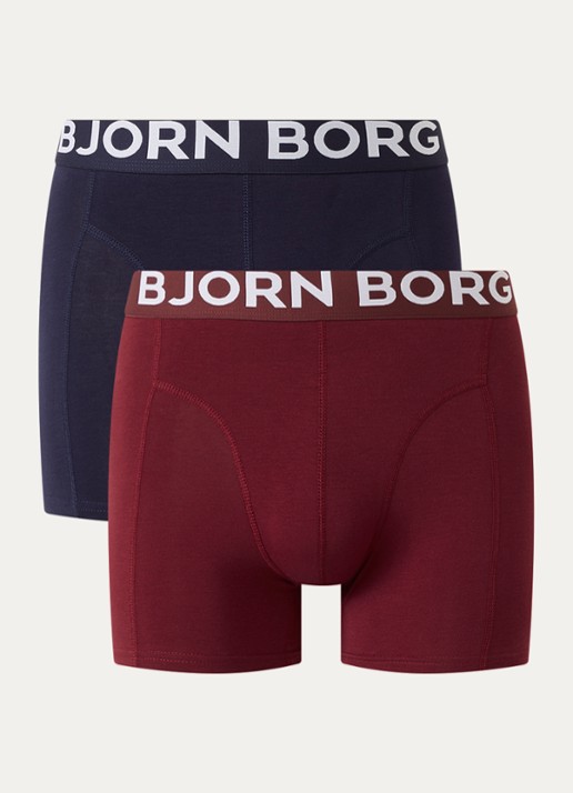 Björn Borg Boxershorts met logoband in 2-pack - voorkant 2 bordeauxrood