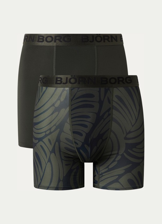 Björn Borg Boxershorts met logoband in 2-pack - voorkant 3 bronsgroen