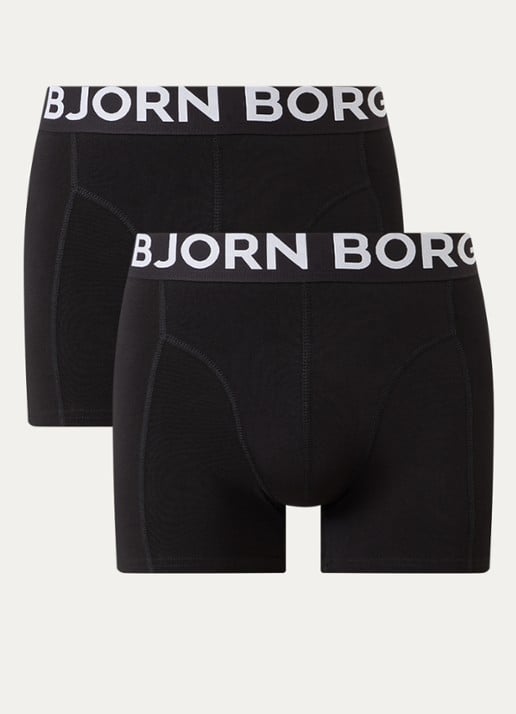 Björn Borg Boxershorts met logoband in 2-pack - voorkant 3 zwart