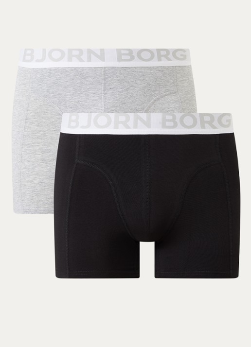 Björn Borg Boxershorts met logoband in 2-pack - voorkant grijs
