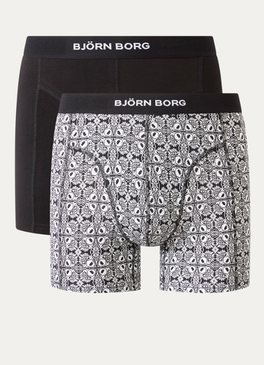 Björn Borg Boxershorts met logoband in 2-pack - voorkant zwart