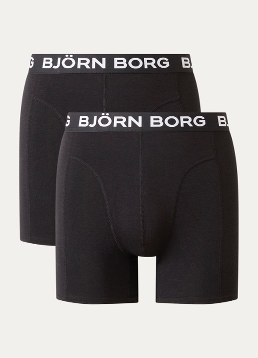 Björn Borg Boxershorts met logoband in 2-pack - voorkant 3 zwart